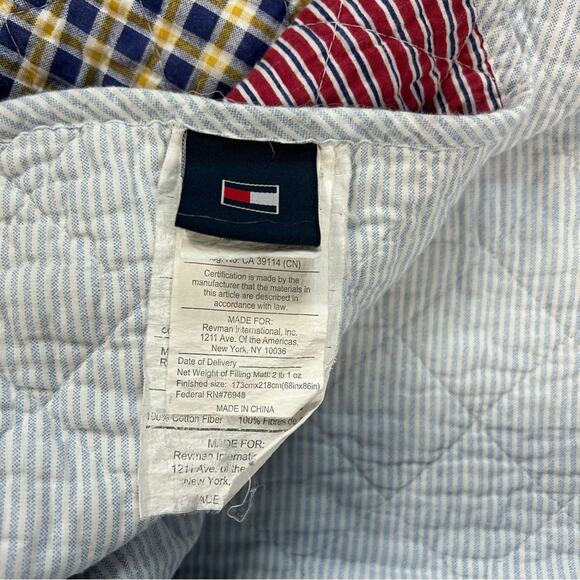 Vintage Tommy Hilfiger Madras Patchwork Nautical Reversible Quilt Twin Size - Picture 3 of 8